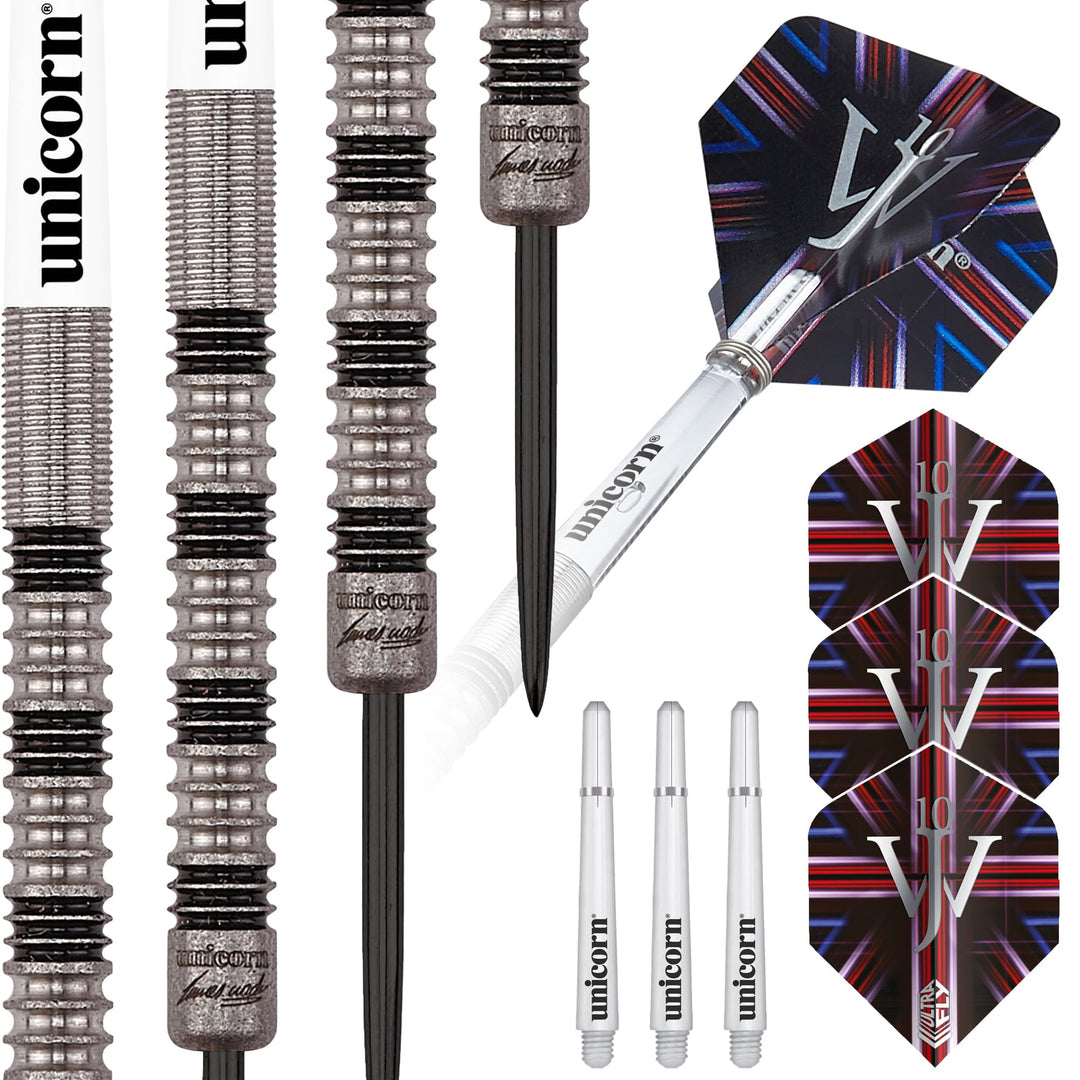 Unicorn Dartpfeile-Set mit Stahlspitze, James The Machine Wade, 90% Wolfram, 20 g, 21 g, 22 g, 23 g