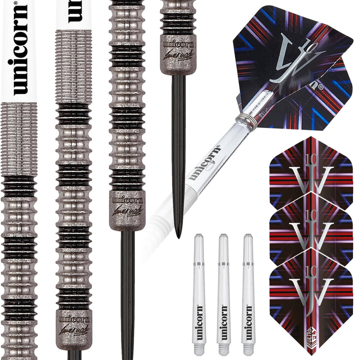 Unicorn Dartpfeile-Set mit Stahlspitze, James The Machine Wade, 90% Wolfram, 20 g, 21 g, 22 g, 23 g