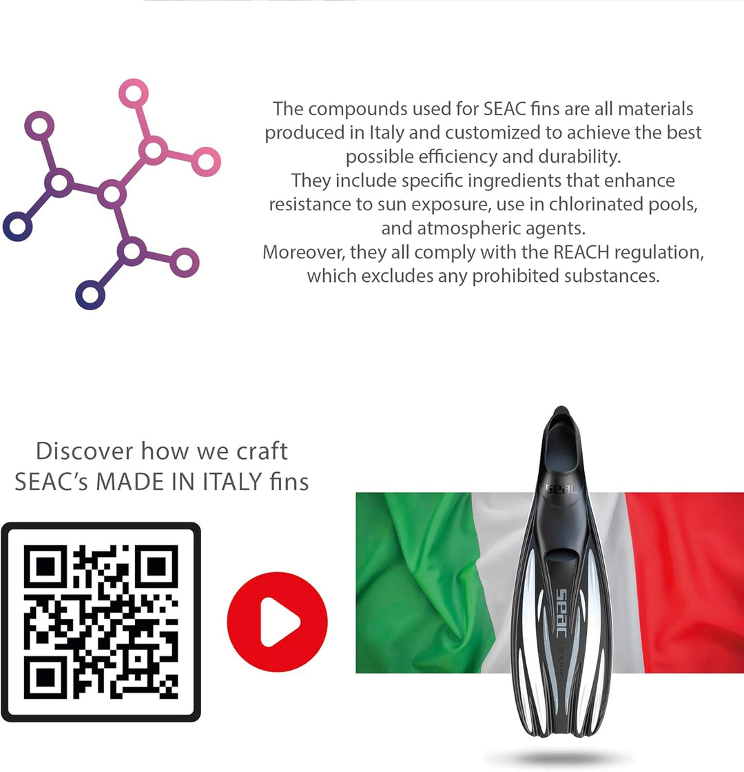 SEAC Unisex Tauchen Flosse F-100 Pro Weiss 44/45, Weiss 44/45