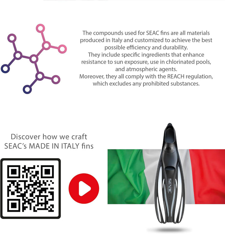 SEAC Unisex Tauchen Flosse F-100 Pro rot 44/45, rot 44/45