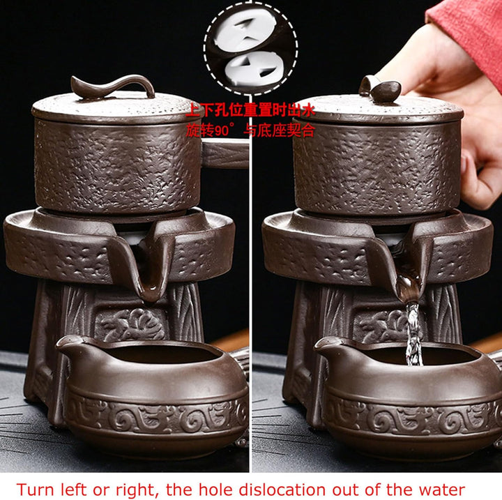 Chinesisches Gongfu-Tee-Geschenk-Set, automatisches Steinmühlen-Design, handgefertigte Keramik-Teeka