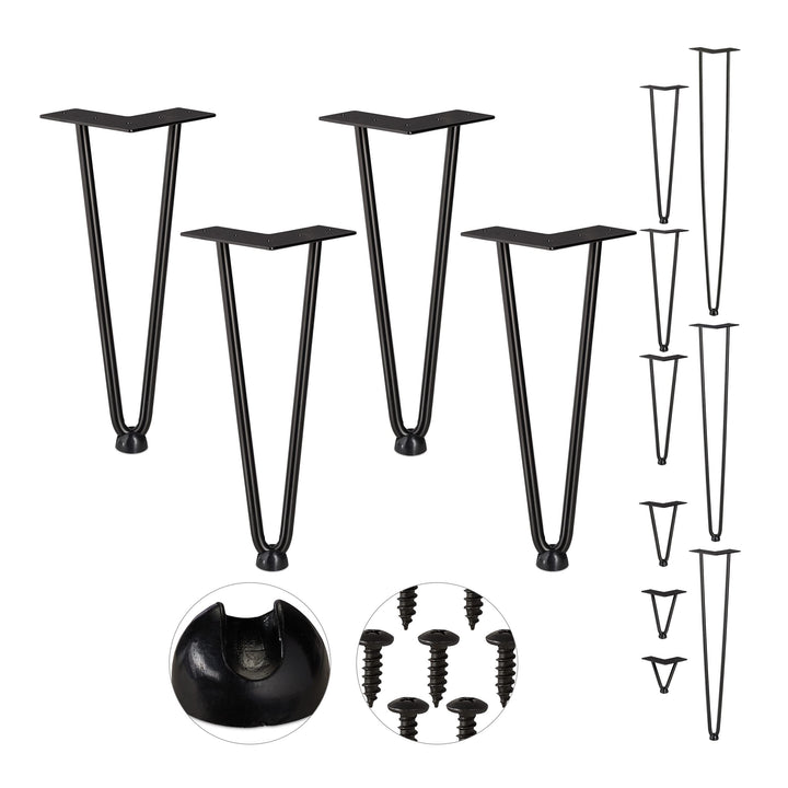 Relaxdays Hairpin Legs, 4er Set, 2 Streben, Metall, Haarnadel Tischbein für Hocker, Tisch & Schrank,