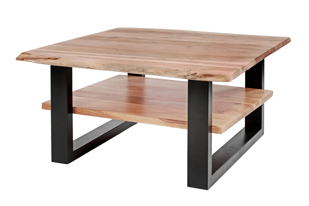 SAM B-Ware Couchtisch 90x90 cm Philipp, Sofatisch mit Ablage | Akazienholz massiv + naturfarben + la