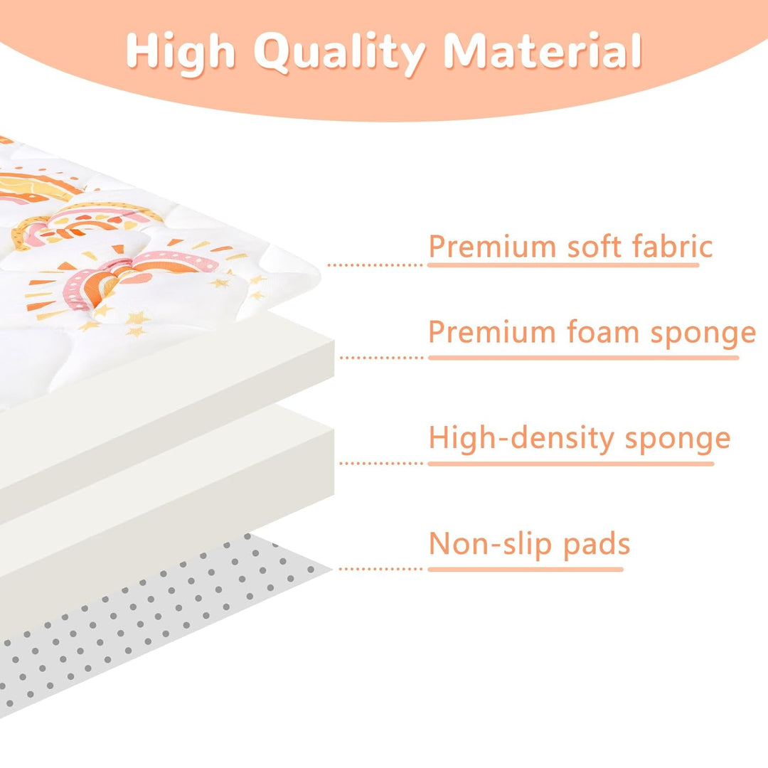 Spielmatte Baby 127×127cm mit Rutschfest, Extra Dicke 2cm Weiche Krabbelmatte Baby, Faltbar Krabbeld