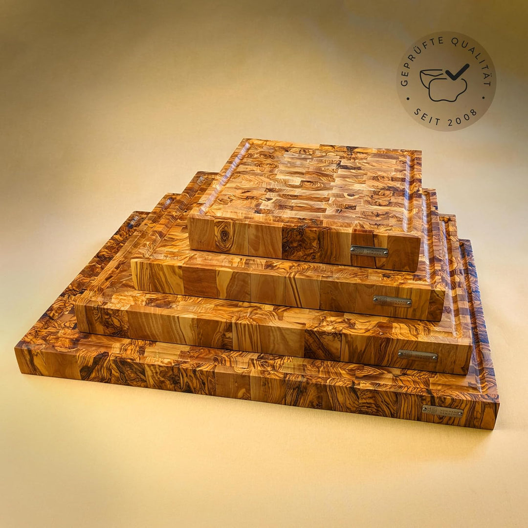 DAS OLIVENHOLZBRETT® Exklusives Mosaik Schneidebrett Mit Saftrille / Hirnholzbrett Aus Olivenholz /