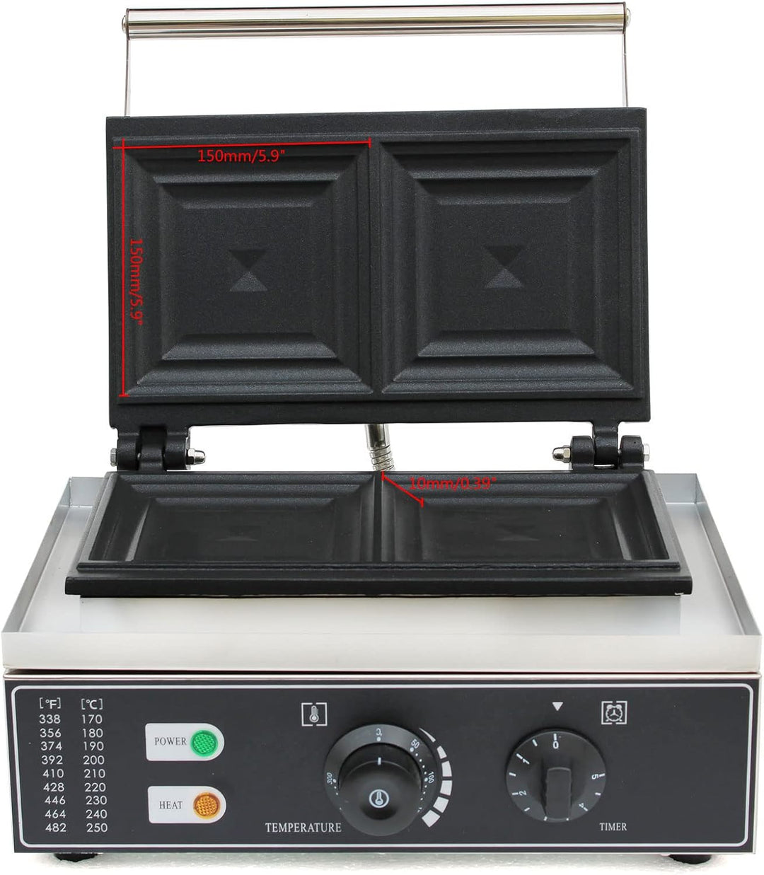 220V 1500W 2-Slice Kommerzielle Elektrische Sandwich Maschine Maker Sandwichmaker Sandwichtoaster An