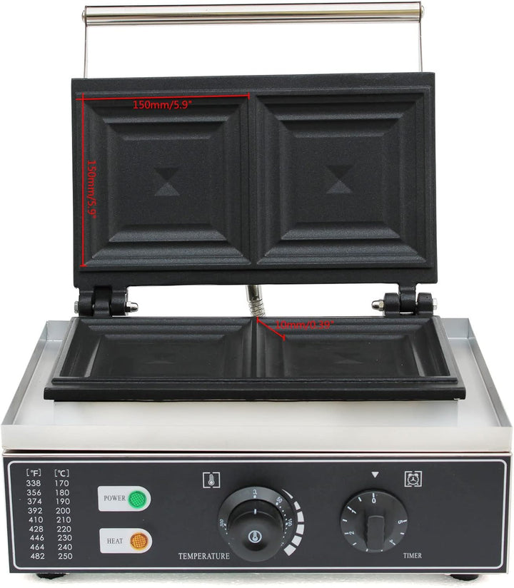 220V 1500W 2-Slice Kommerzielle Elektrische Sandwich Maschine Maker Sandwichmaker Sandwichtoaster An