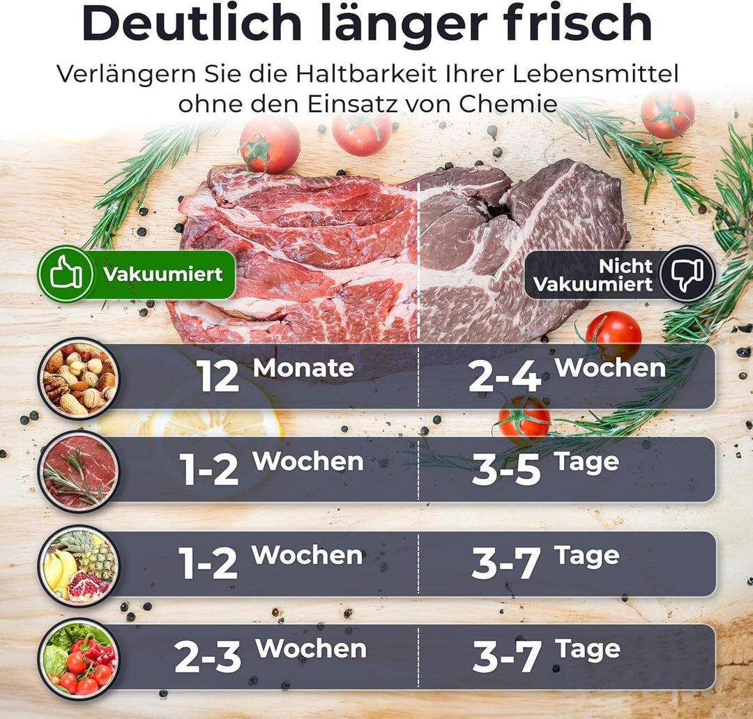 KLAMER Vakuumierer Classic Pro 80 - Vakuumiergerät für trockene oder feuchte Lebensmittel und Sous V