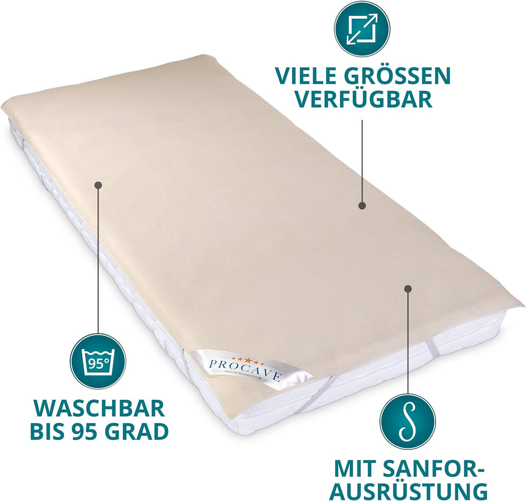 PROCAVE Matratzen-Auflage aus 100% Baumwolle, Natur-Matratzenschoner atmungsaktiv, hochwertige Molto