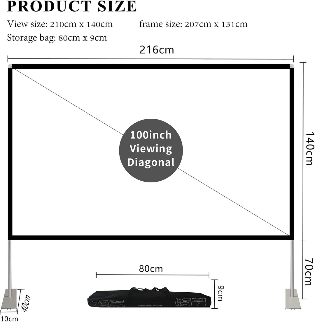 Projektion Leinwand mit Stand 100 Zoll HD 4K Outdoor Indoor Projector Screen Schnelles Falten Tragba