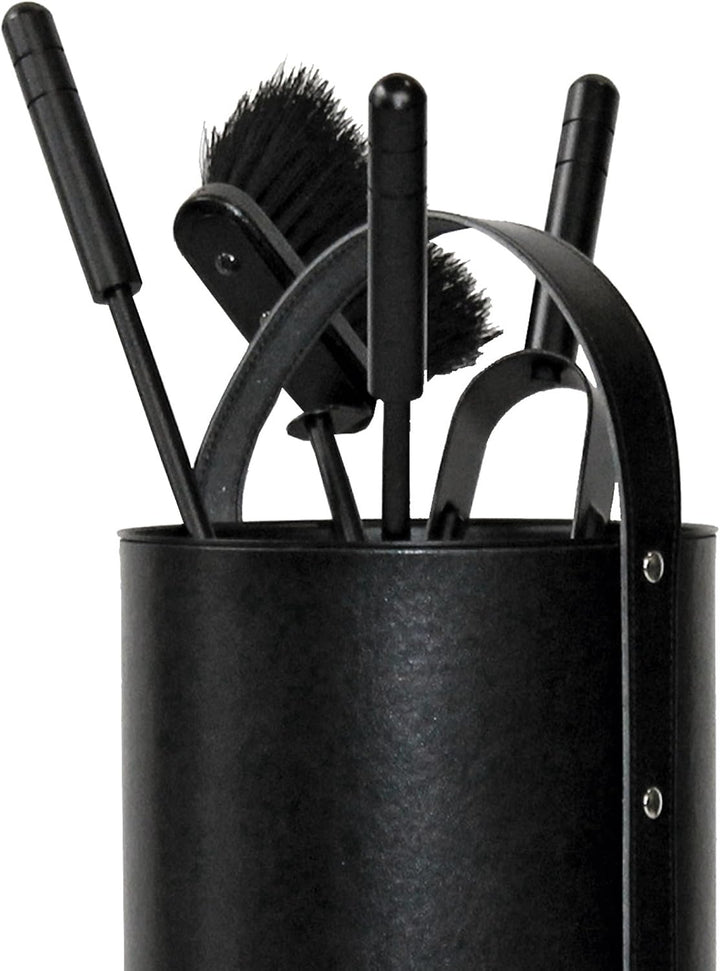 Kamin Besteck regeneriertes Leder schwarz inkl. Besteckteile