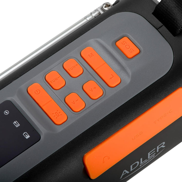 Adler AD 1920 Notfallradio mit Solarpanel Handgenerator und Powerbank 4500mAh FM AM SW Bluetooth 5.0