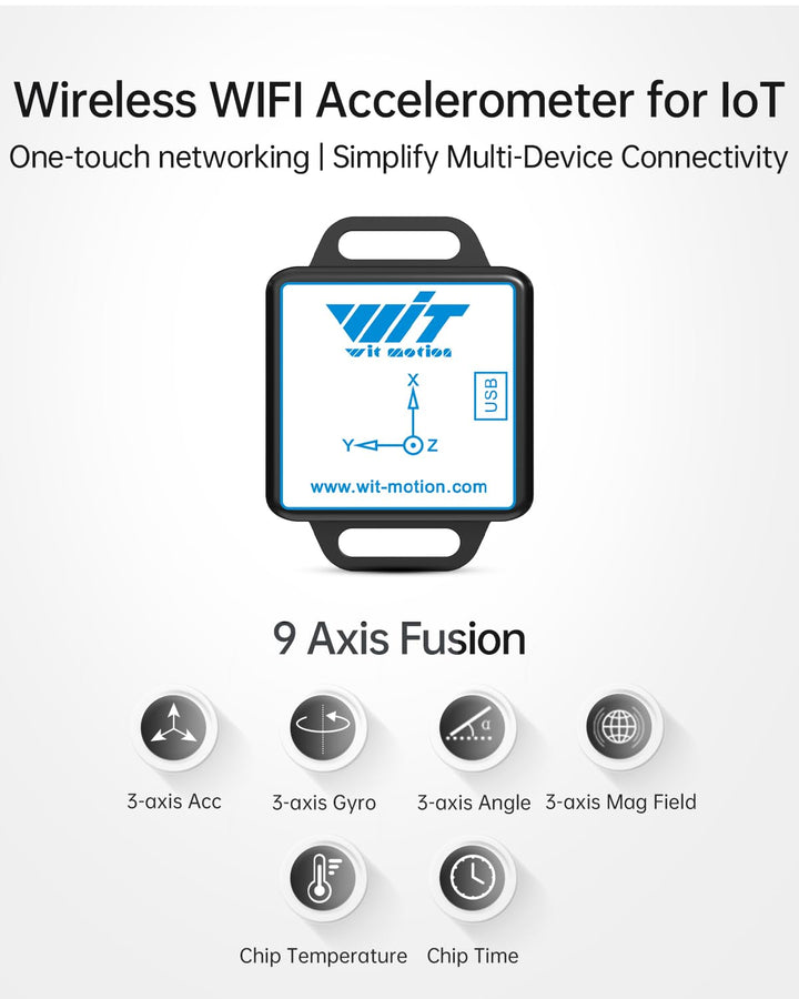 WitMotion WT901WIFI Generation 3 9-Achsen-Beschleunigungsmesser, 3-Achsen-Winkelgeschwindigkeit+ Bes