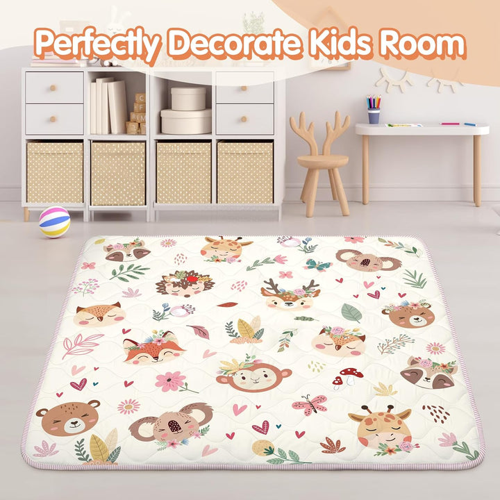 Spielmatte Baby 127×127cm mit Rutschfest, Extra Dicke 2cm Weiche Krabbelmatte Baby, Faltbar Krabbeld