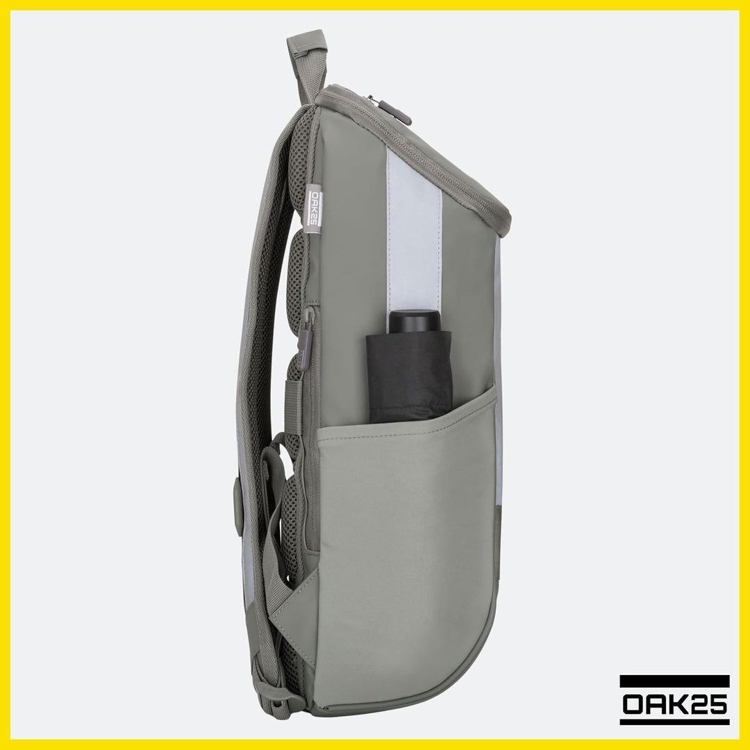 OAK25 Rucksack Damen & Herren Grün - Daybag - Reflektierender Fahrradrucksack - Hohe Sichtbarkeit &