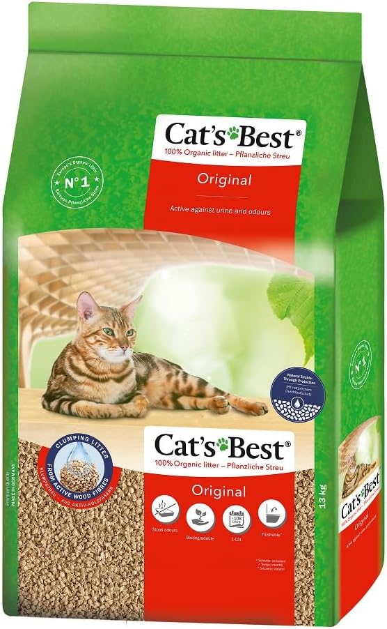 Cat's Best Original Katzenstreu, 100 % pflanzliche Katzen Klumpstreu mit maximaler Saugkraft – bekäm
