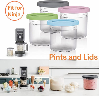 4 Pack Containers Reusable and Lids for Ninja Ice Cream Maker Machine Accessories