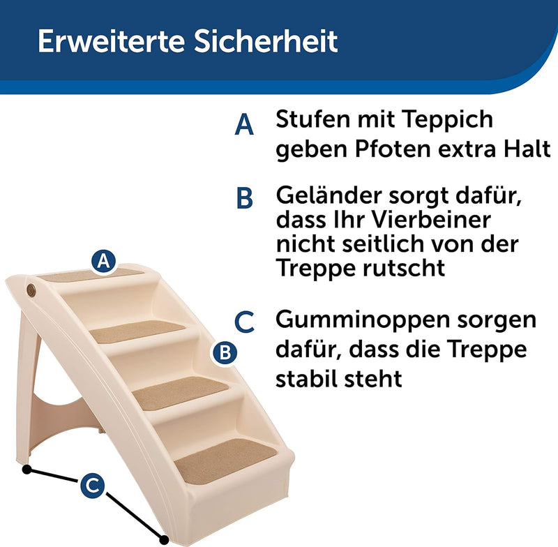 PetSafe CozyUp Klappbare Haustiertreppe, Mit Rutschfesten Stufen, Für Haustiere bis zu 68 kg, 51 cm