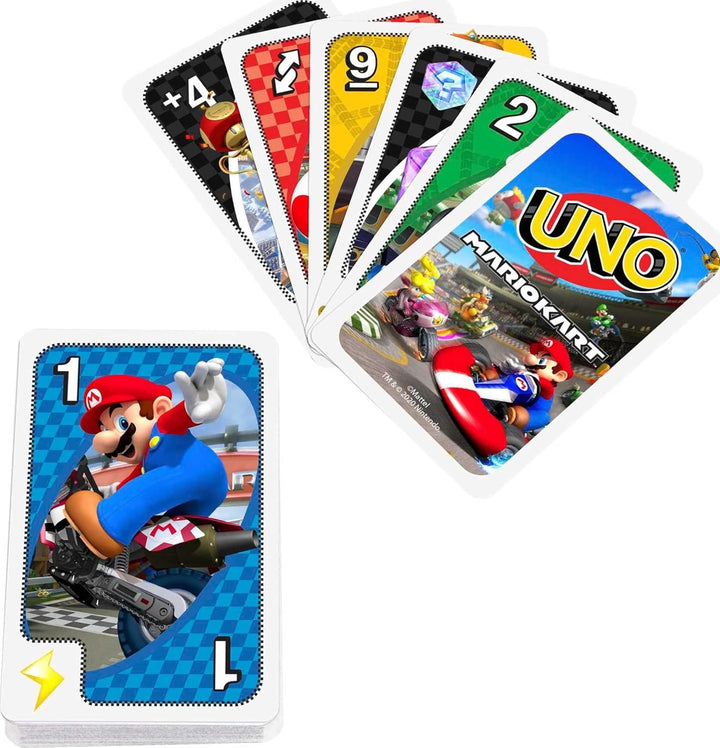 Mattel Games GWM70 - UNO Mario Kart-Kartenspiel mit 112 Karten, für Spieler ab 7 Jahren, Mario Kart