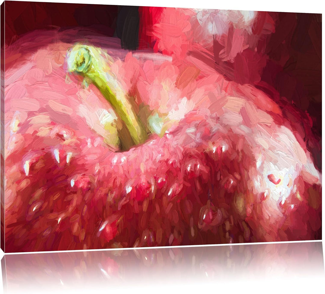 roter Apfel Pinsel Effekt, Format: 100x70 auf Leinwand, XXL riesige Bilder fertig gerahmt mit Keilra