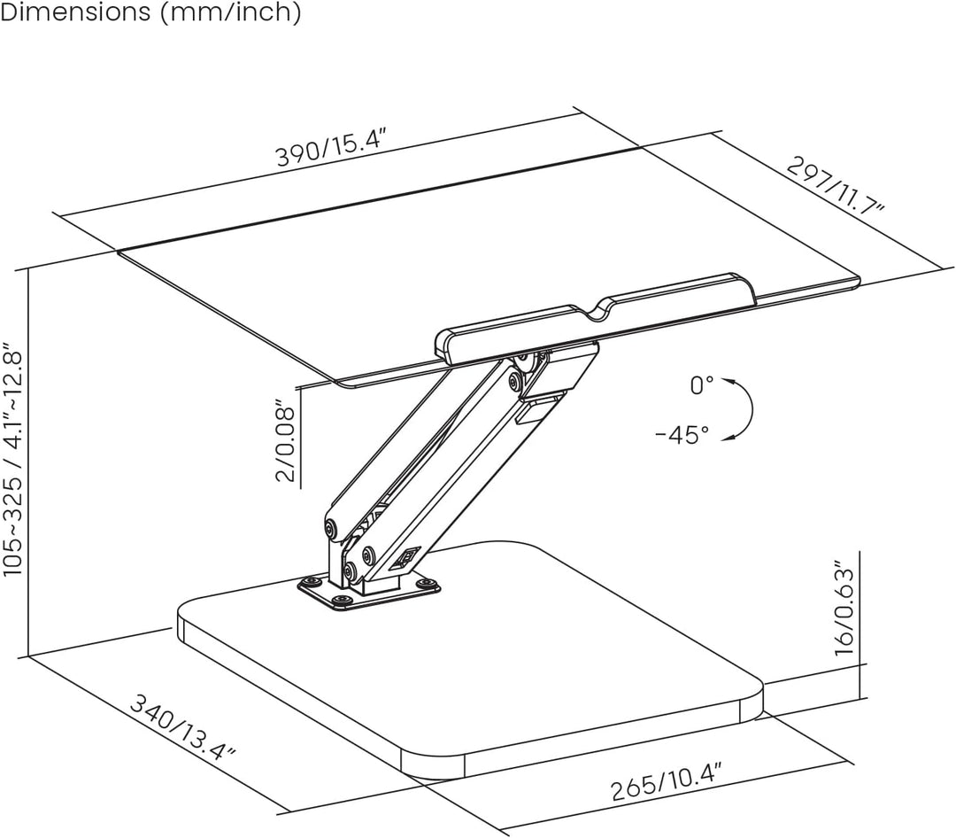 Maclean Schreibtischständer für Monitor oder Laptop | Höhenverstellbar 105-325 mm | Gasfedermechanis