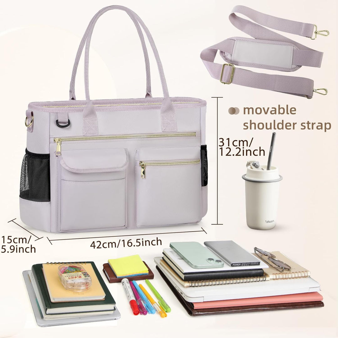 RAINSMORE Lehrertasche Damen Gross Laptoptasche 15.6 Zoll Arbeitstasche mit Isolierter Tasche Uni Kr