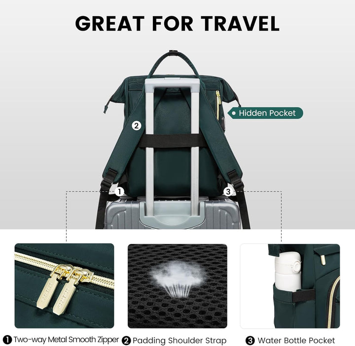 LOVEVOOK Rucksack Damen, Wasserdicht 15,6 Zoll Laptoptasche Gross Daypacks Schulrucksack Mädchen Tee