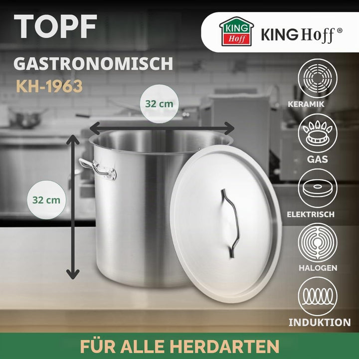 Gastronomischer Topf Kochtopf 32 cm 25L EdelstahL Kinghoff KH-1963
