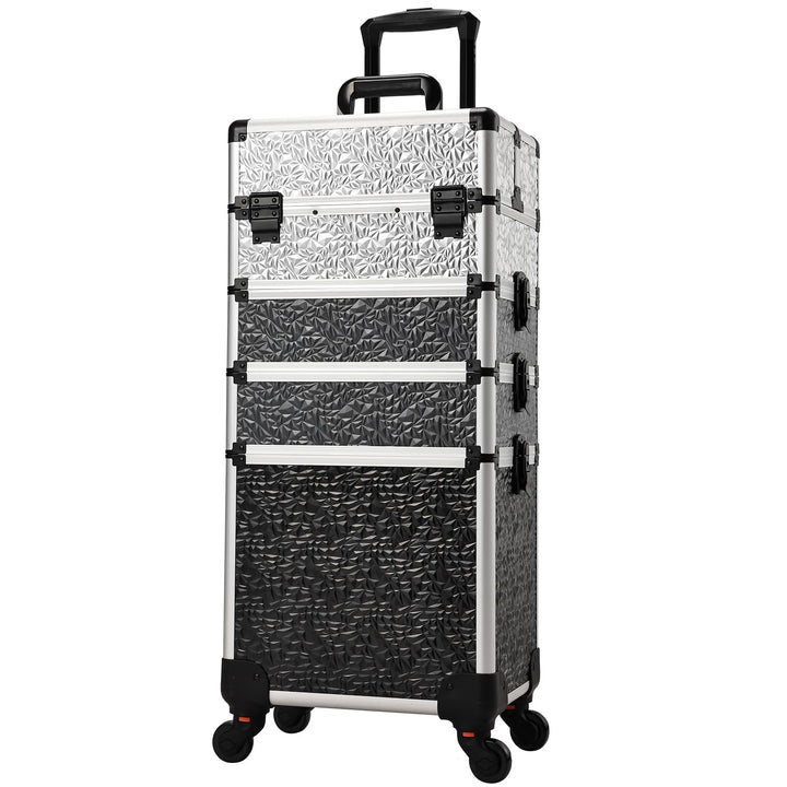 Kosmetik Trolley 4 in 1 Kosmetikkoffer Trolley Make up Koffer Gross Friseurkoffer mit Rollen Schmink