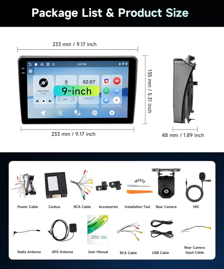 4G+64G Rimoody Android Autoradio für Peugeot 407 2004-2011 9 Zoll HD Stereo Auto 407 mit Wireless Ca