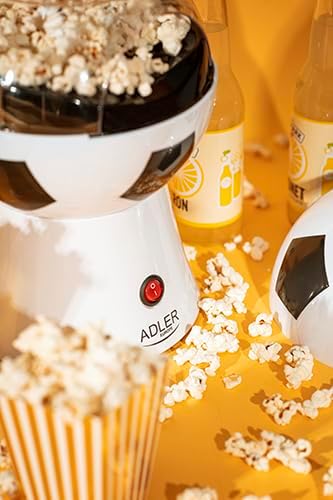 ADLER AD4479 AD 4479 Popcornmaschine aus Mais, Heissluft ohne Öl, Fussballform, elektrisch, 1200 W,