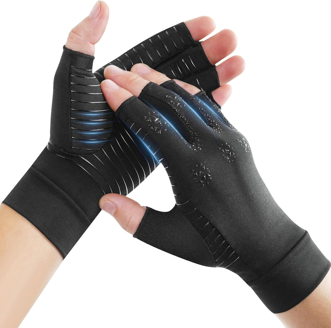 Donfri 2 Paar Kupfer- Arthritis-Kompressionshandschuhe Damen Herren Schwarz (M) M Schwarz (2 Paar),