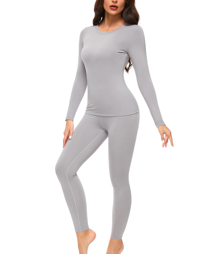 Ganado Thermounterwäsche Set Damen Innenfleece Thermowäsche Thermo Oberteil und Thermohose Leggings