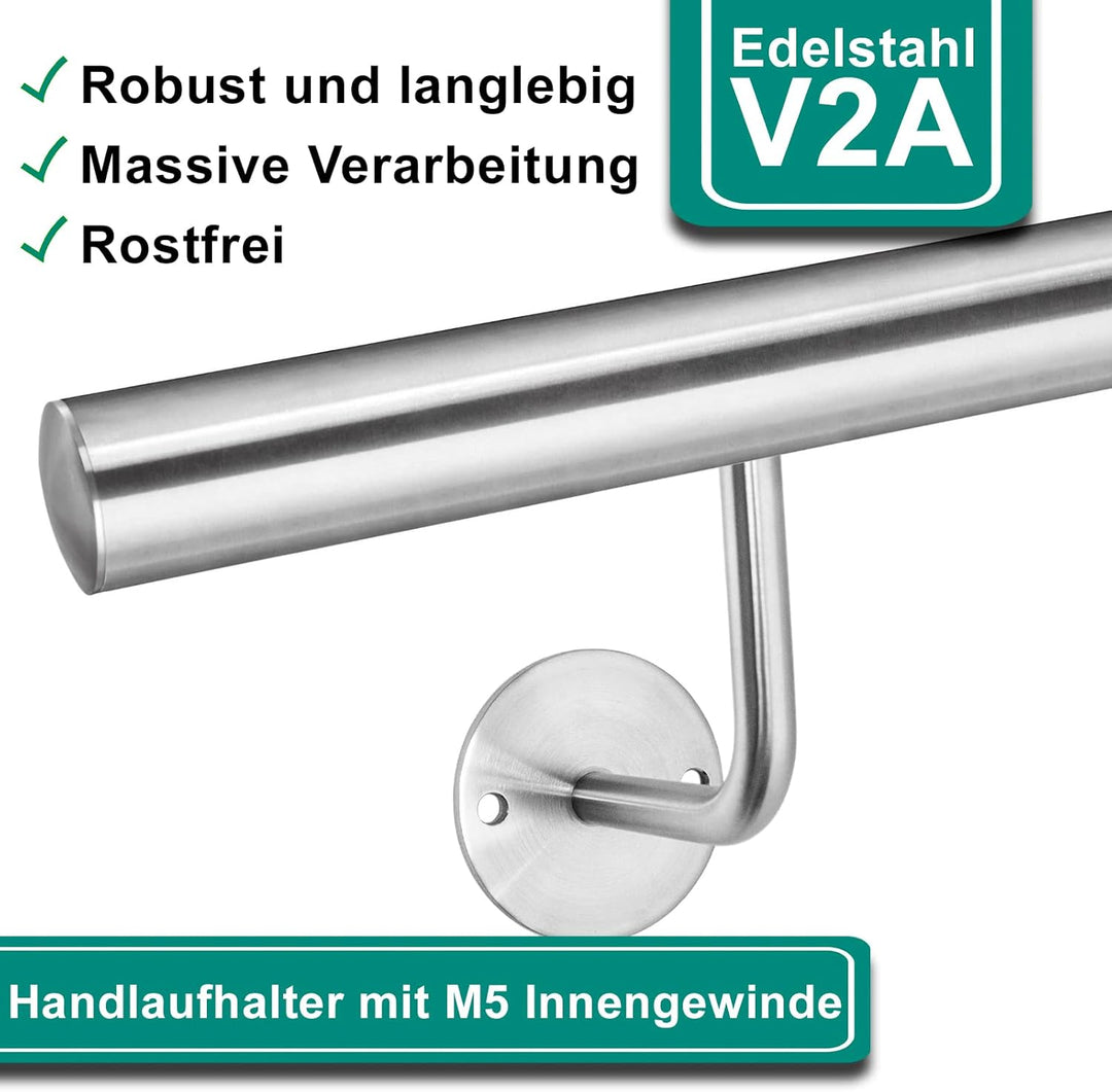 PRIOstahl Handlaufhalter Wandhalter Handlaufstütze für Handlauf - 4 x Handlaufträger an die Wand 2-L