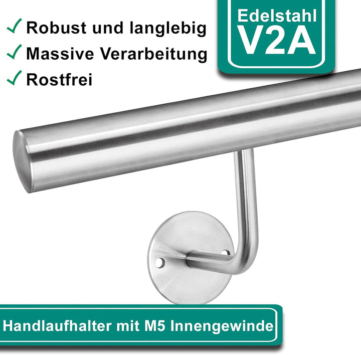 PRIOstahl Handlaufhalter Wandhalter Handlaufstütze für Handlauf - 4 x Handlaufträger an die Wand 2-L