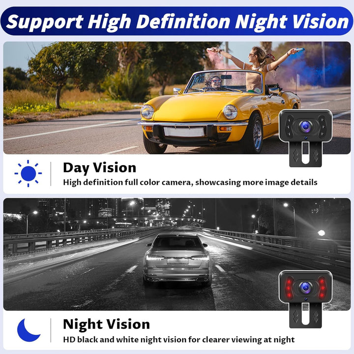OiLiehu Kabellose Digitale Rückfahrkamera Set, IP68 Infrarot Nachtsicht AHD Kamera, 1080P Funk Rückf