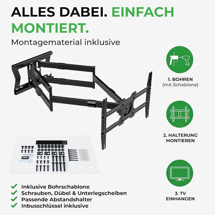 TiTon 100 cm TV-Wandhalterung mit langem Gelenkarm 50 Zoll Biz 75 Zoll – voll beweglich dreh-, Schwe
