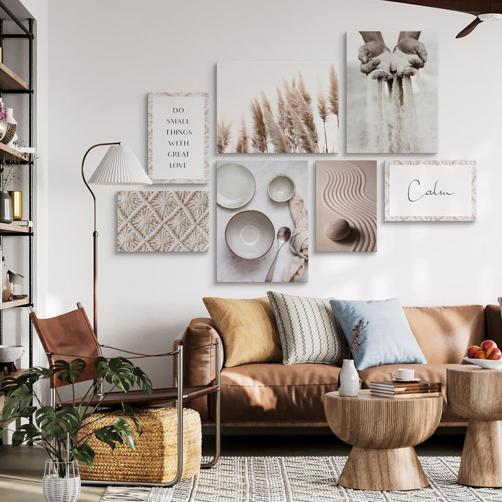 Muralo - Wandbilder Set - Leinwand Bilder Aufhängefertig in Boho Stil - das Leinwandbilder - Bilder