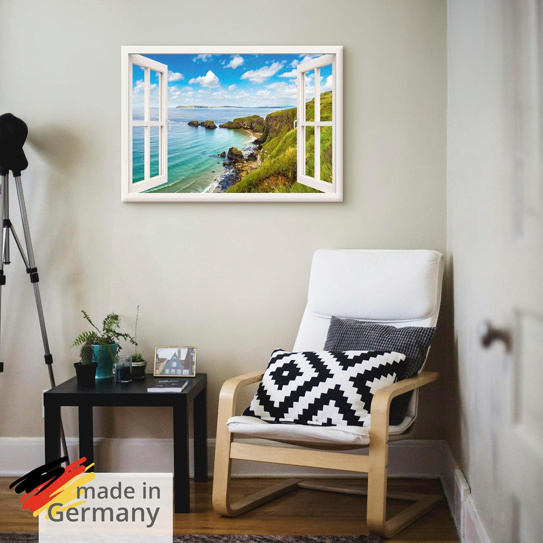 ARTland Leinwandbilder Wandbild Bild auf Leinwand 100x70 cm Landschaften Fensterblick U0SO Küstenweg