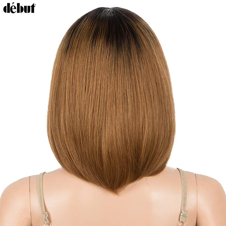 DÉBUT Echthaar Perücke mit Pony kurz Perücke Bob Pixie 10A brasilianisches Virgin Remy Hair 25 cm 10