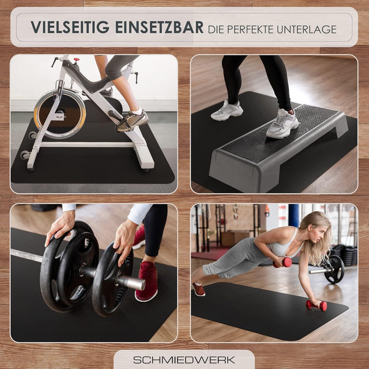 Bodenschutzmatte für Fitness und Sportgeräte - rutschfeste Unterlage für Crosstrainer, Heimtrainer,