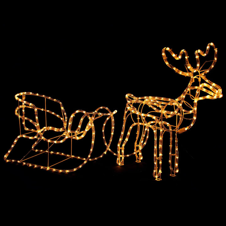 Rentier mit Schlitten aus 14 m Lichterschlauch 504 Birnen Figur Weihnachtsbeleuchtung 140 cm Länge L
