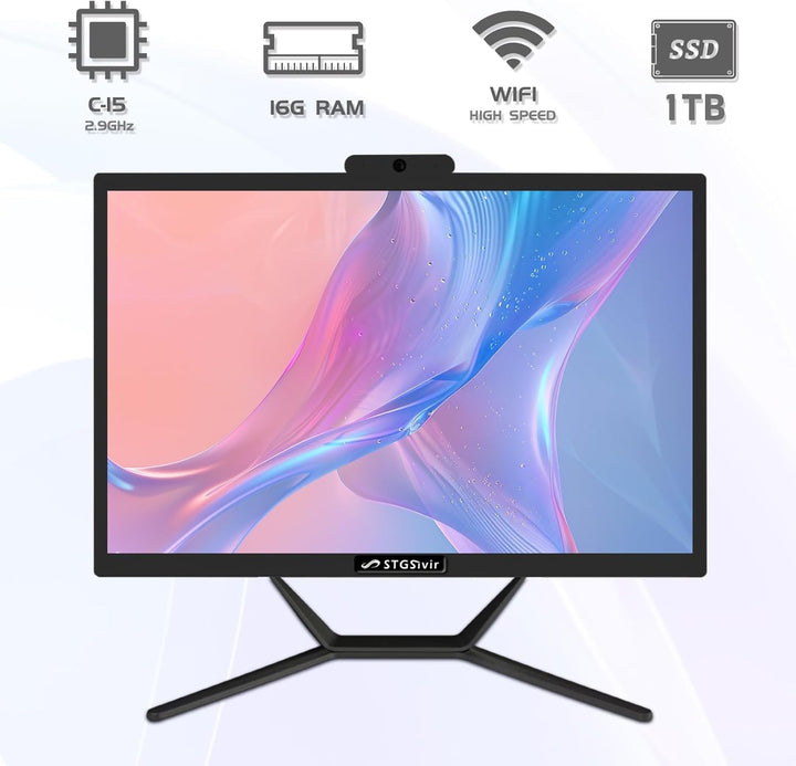 STGsivir All in One PC, 21.5" FHD Display, Core i5 bis zu 3.6 GHz, RAM 16 GB, 1TB SSD, WLAN, BlueTBo