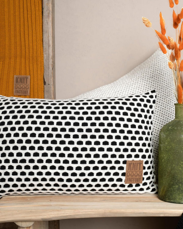 KNIT FACTORY - Mila Kissen - Anthrazit/Grau - 50x50 cm, Anthrazit/Grau