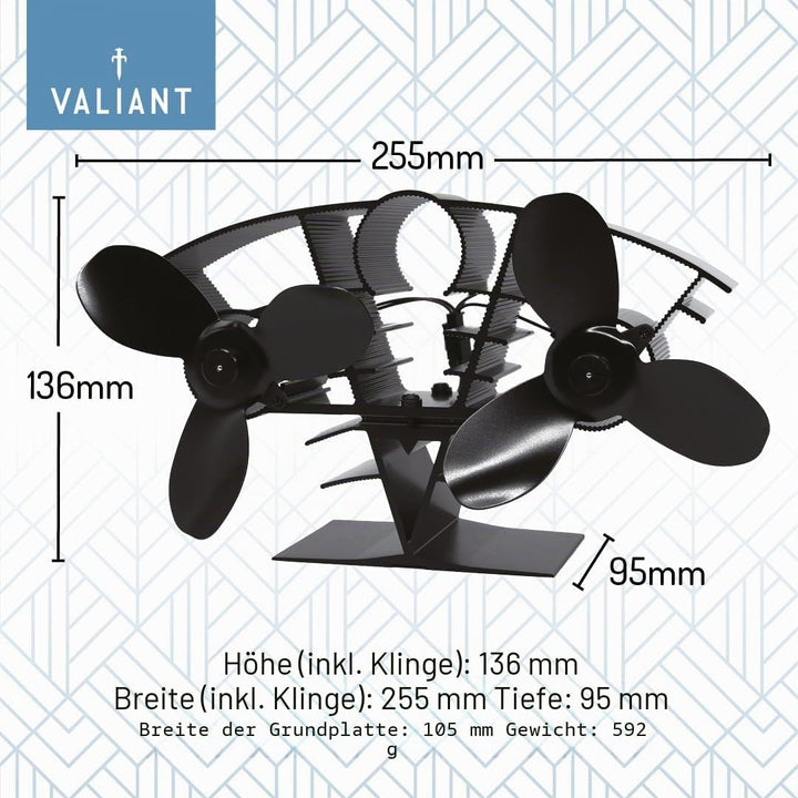 Valiant Whirlwind Ofenventilator – warmluftzirkulierend, wärmebetriebener Holzbrenner-Ventilator