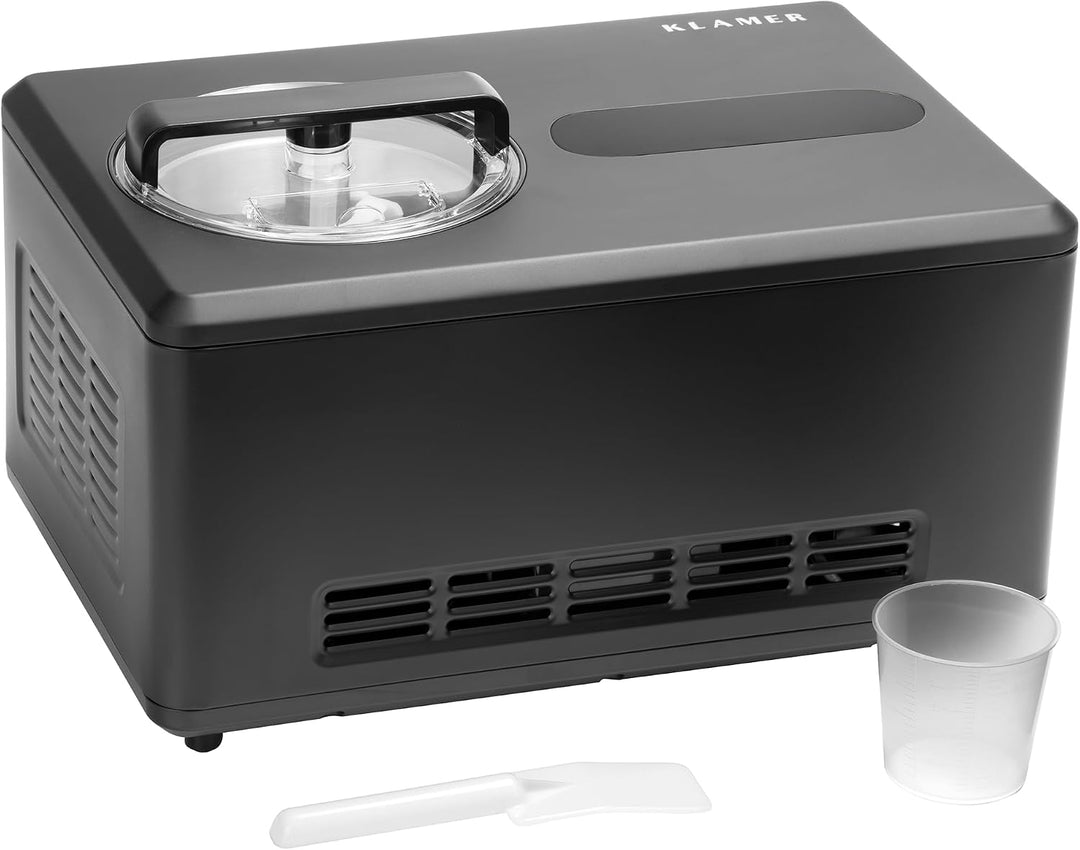 KLAMER 2-in-1 Eismaschine &amp; Joghurtbereiter 2 L, 220 W Eiscrememaschine aus Edelstahl mit Kühl- und