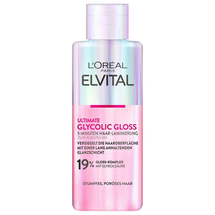 L'Oréal Paris Elvital Glycolic Gloss 5 Minuten Haar-Laminierung für glanzloses und stumpfes Haar, Gl