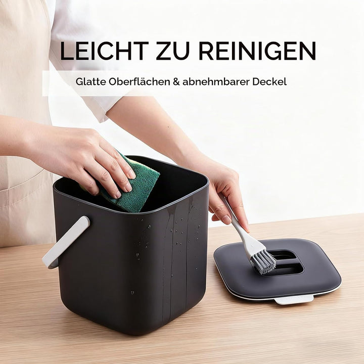4L Komposteimer Küche mit Deckel &amp; Griff – Geruchsdicht mit Aktivkohlefilter – Spülmaschinenfest Bio