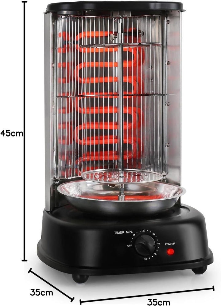 oneConcept Kebap Master - Dönergrill, Hähnchengrill, Gyrosgrill, Vertikalgrill, Drehgrill mit Drehsp