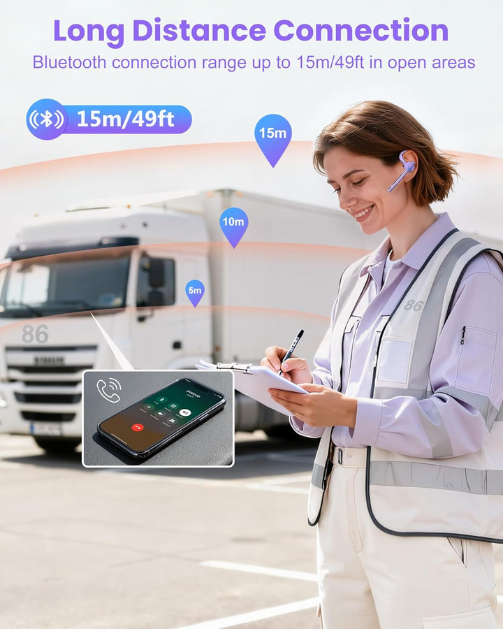 New Bee Bluetooth Headset mit 72h Spielzeit Bluetooth V5.1 Freisprech Headset Handy mit LED Ladecase